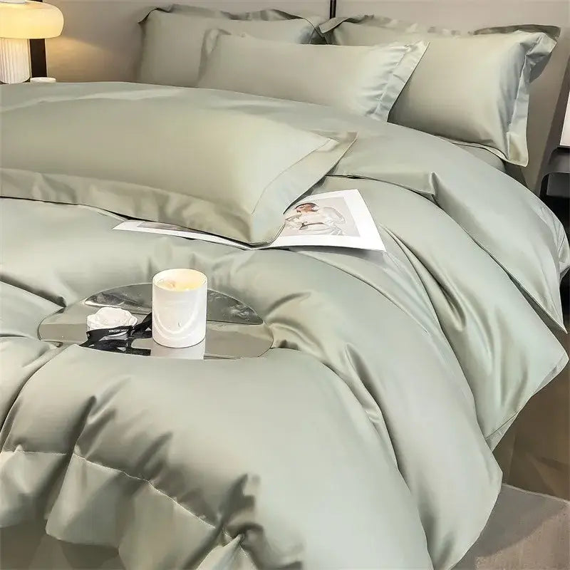 Sage green satin 1000tc duvet cover bedroom bedding set