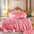Luxurious pink and gold mulberry silk bedding set bedroom duvet cover