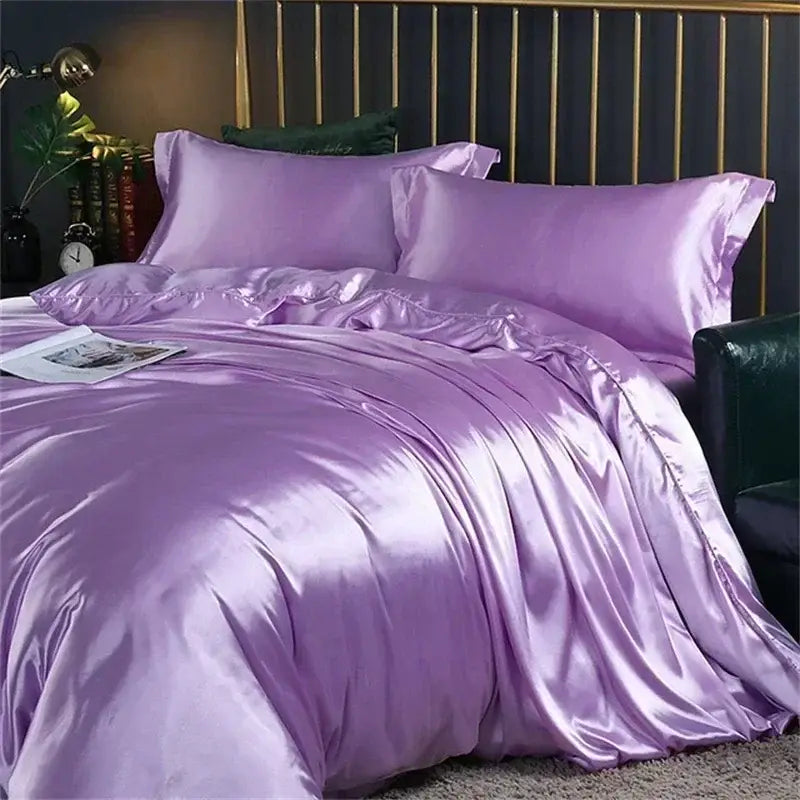 Luxurious purple mulberry silk bedding set for bedroom