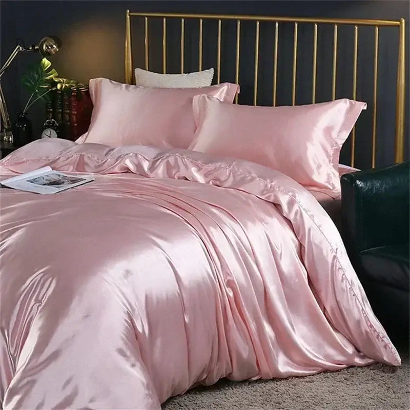 Luxurious navy blue silk duvet cover bedding set – bedroom