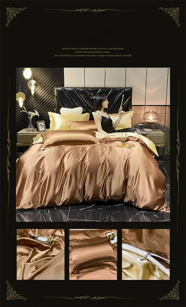 Turquoise & silver satin duvet cover bedding set – bedroom luxury