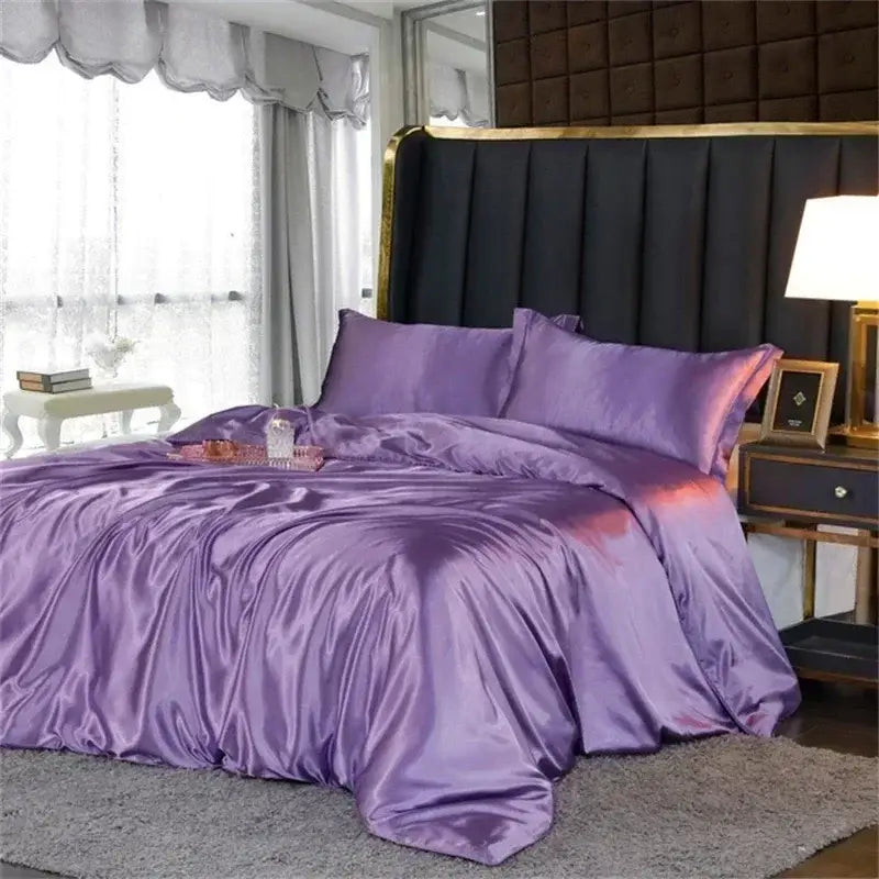 Turquoise & silver satin duvet cover bedding set – bedroom luxury
