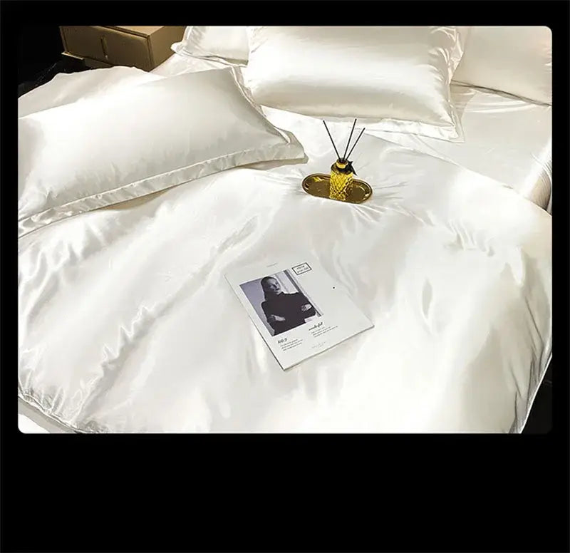 Luxurious dark green satin bedding set bedroom duvet cover