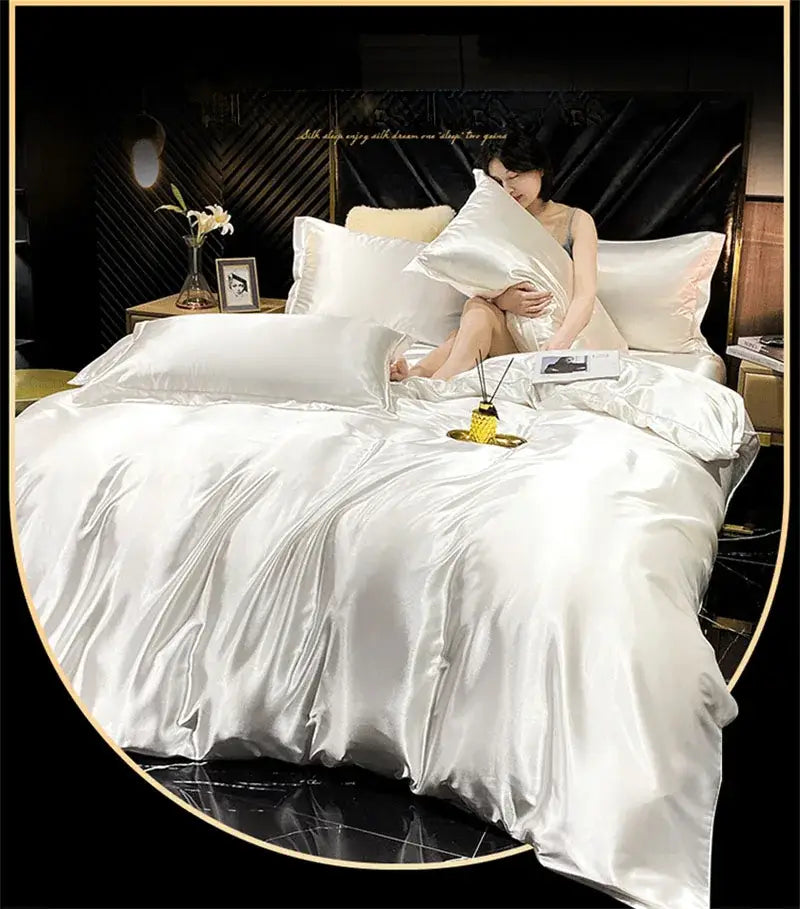 Copper & gold satin duvet cover bedding set bedroom luxury