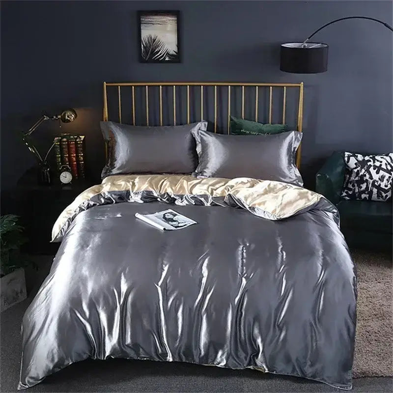 Luxurious dark green satin bedding set bedroom duvet cover