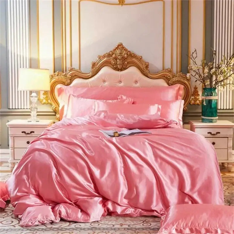 Turquoise & silver satin duvet cover bedding set – bedroom luxury