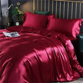 Luxurious burgundy mulberry silk bedding set bedroom sheets