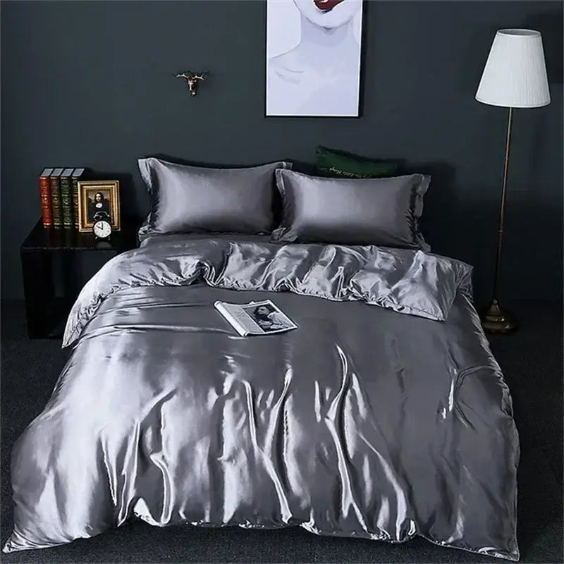 Luxurious burgundy mulberry silk duvet cover bedroom bedding set