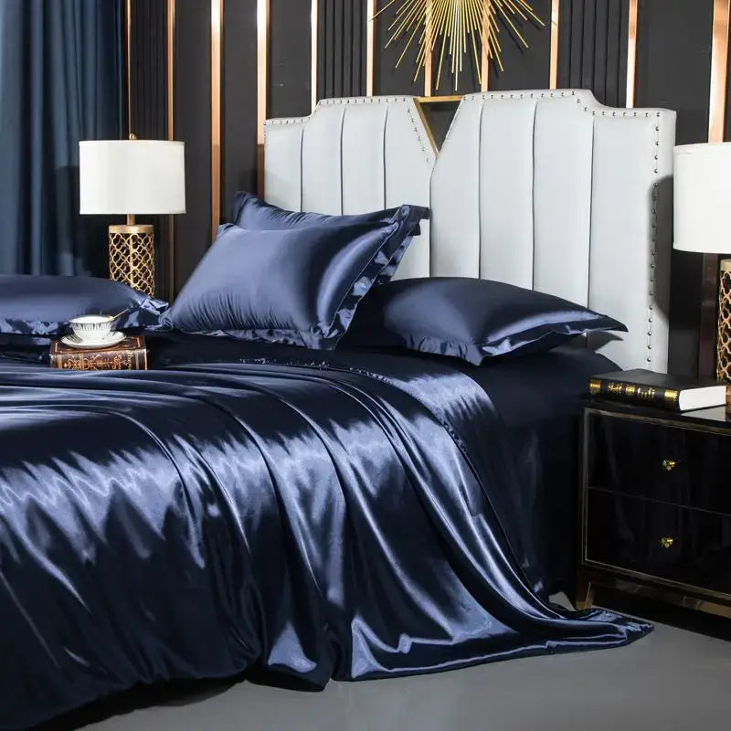 Luxurious black satin silk duvet cover set – bedroom bedding