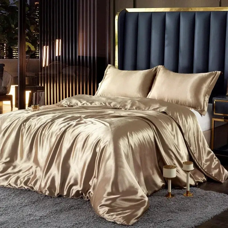 Luxurious black satin silk duvet cover set – bedroom bedding