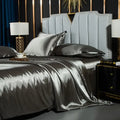 Luxurious silver satin duvet cover bedroom bedding set
