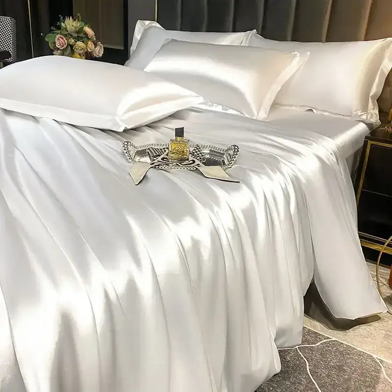Luxurious black satin silk duvet cover set – bedroom bedding