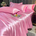 Luxurious pink satin duvet cover bedroom bedding set