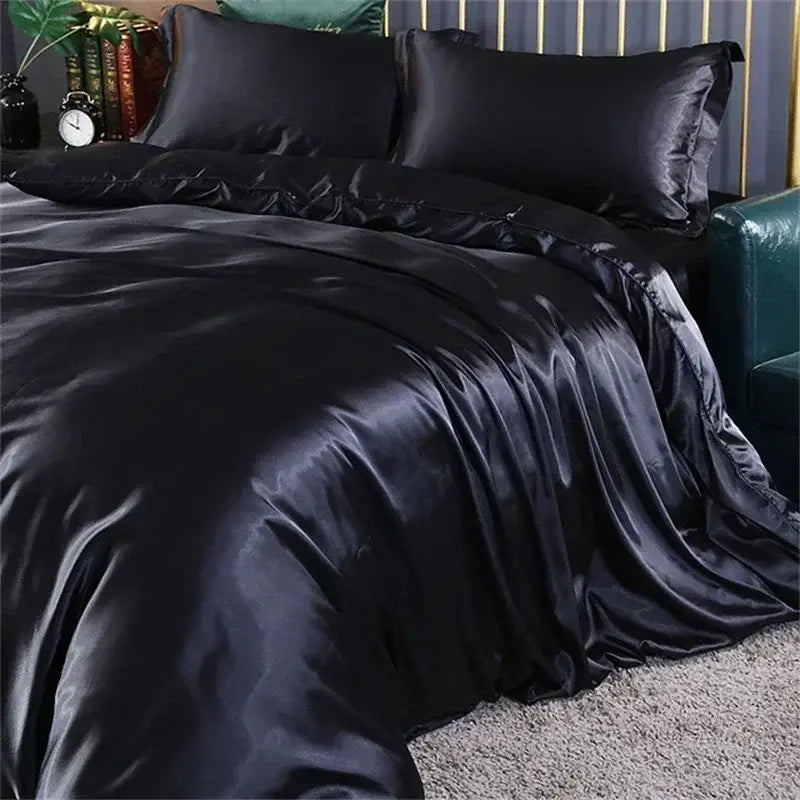 Luxurious purple satin bedding set bedroom duvet cover