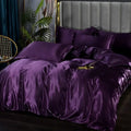 Luxurious purple satin duvet cover bedroom bedding set