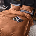 Luxurious copper silk bedding set bedroom satin duvet cover