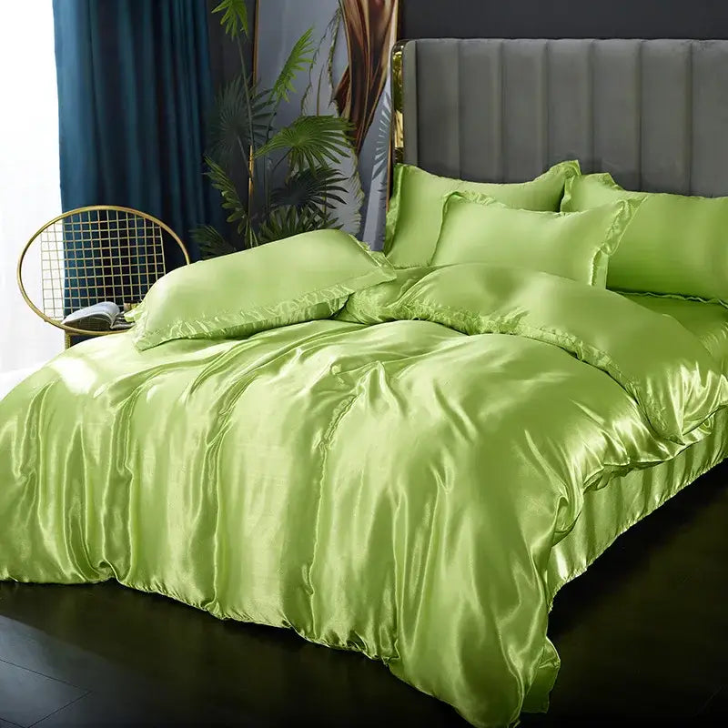 Lustrous deep purple satin duvet cover set bedroom bedding