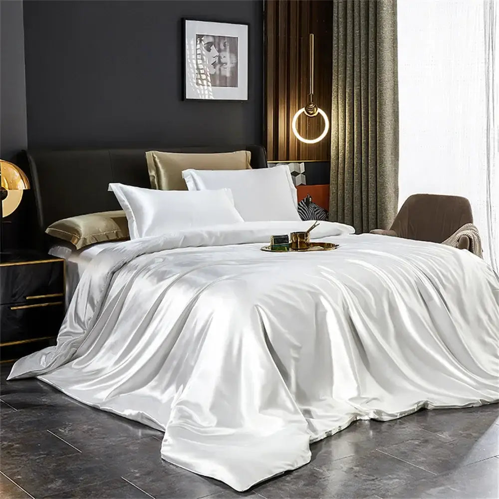 Luxurious purple satin duvet cover bedding set bedroom 4 pcs duvet