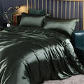 Luxurious dark green mulberry silk bedding set bedroom duvet cover