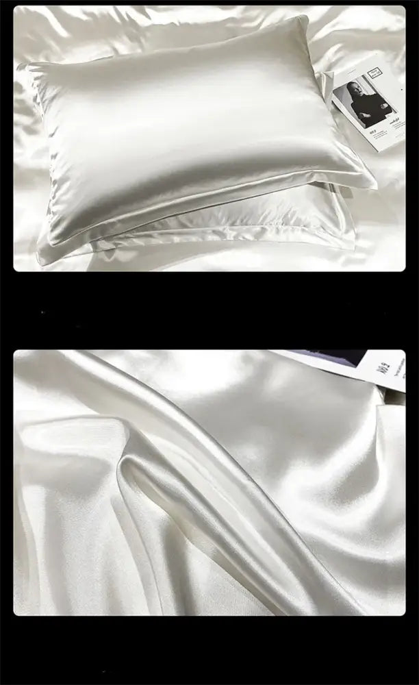 Luxury silver & gold satin duvet cover bedding set for bedroom