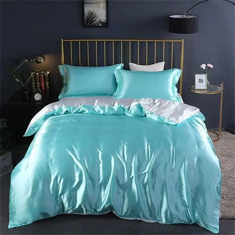 Luxurious pink satin ruffled bedding set bedroom duvet cover