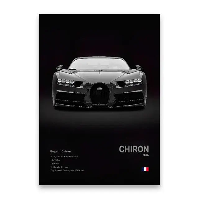 Luxury black & white car wall art print living room decor