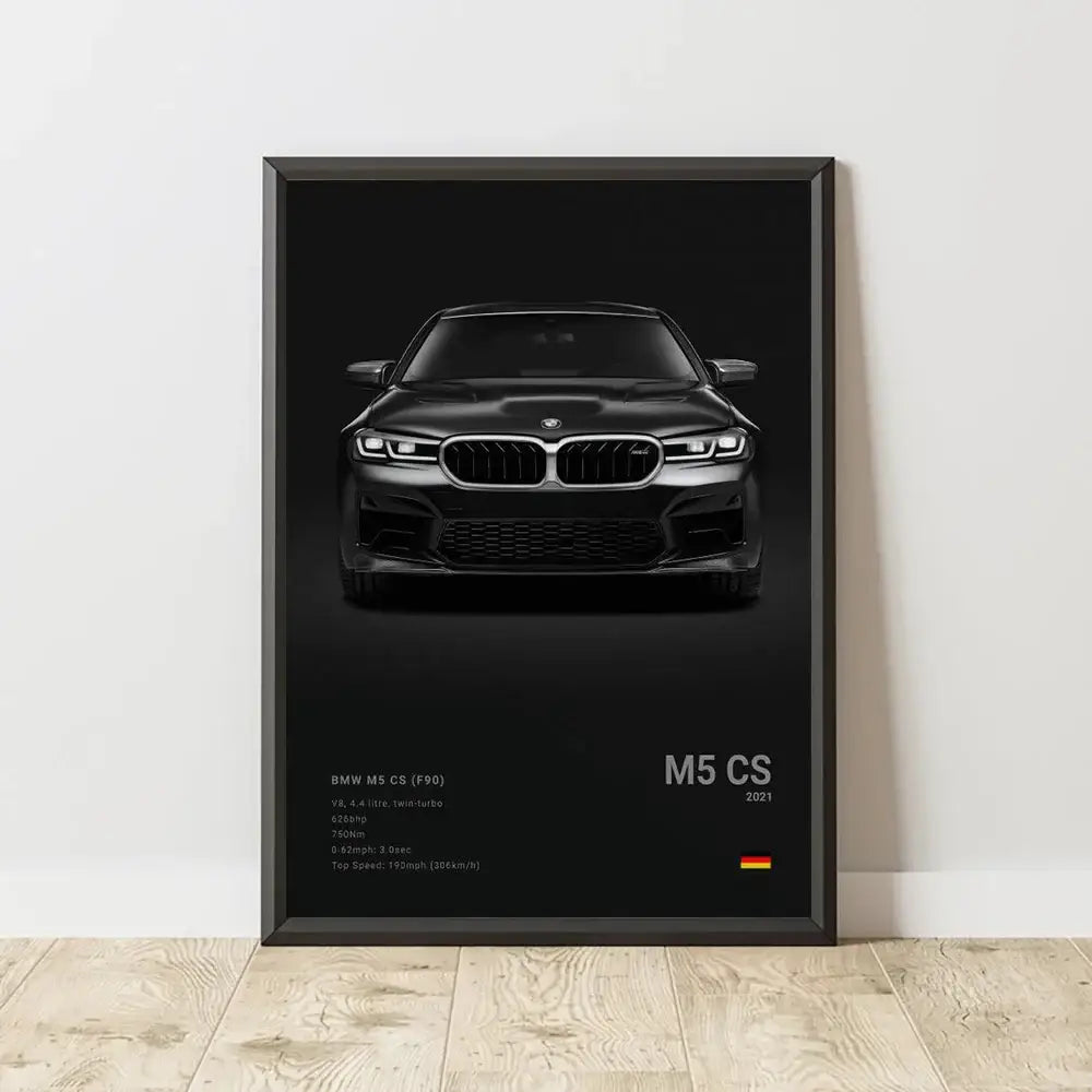 Luxury black & white car wall art print living room decor