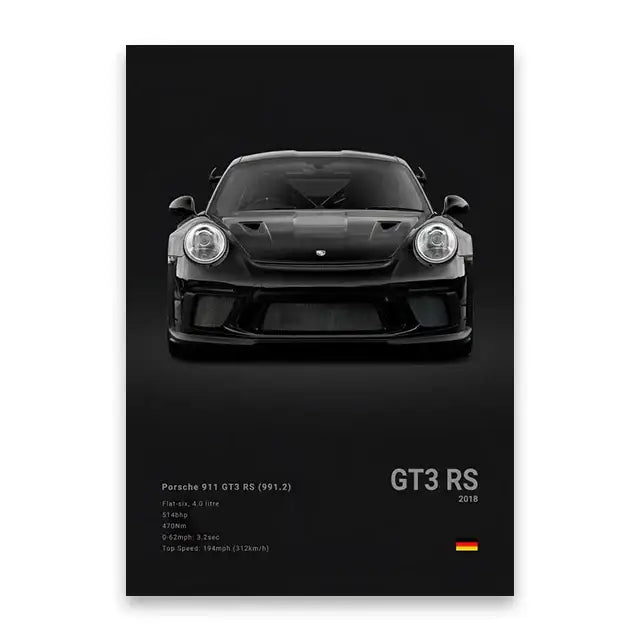 Modern black luxury car canvas wall art bedroom decor