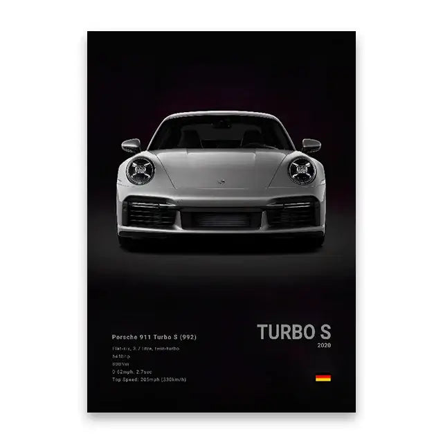 Modern white sports car canvas wall art living room decor