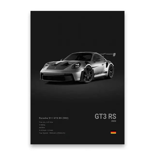 Modern black sports car canvas wall art living room decor