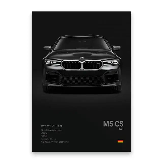 Modern white sports car canvas wall art living room decor