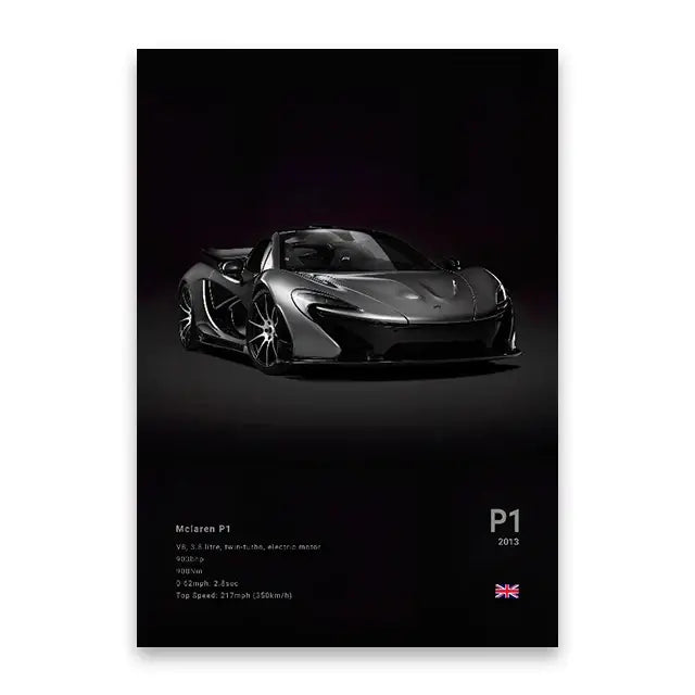 Modern white sports car canvas wall art living room decor