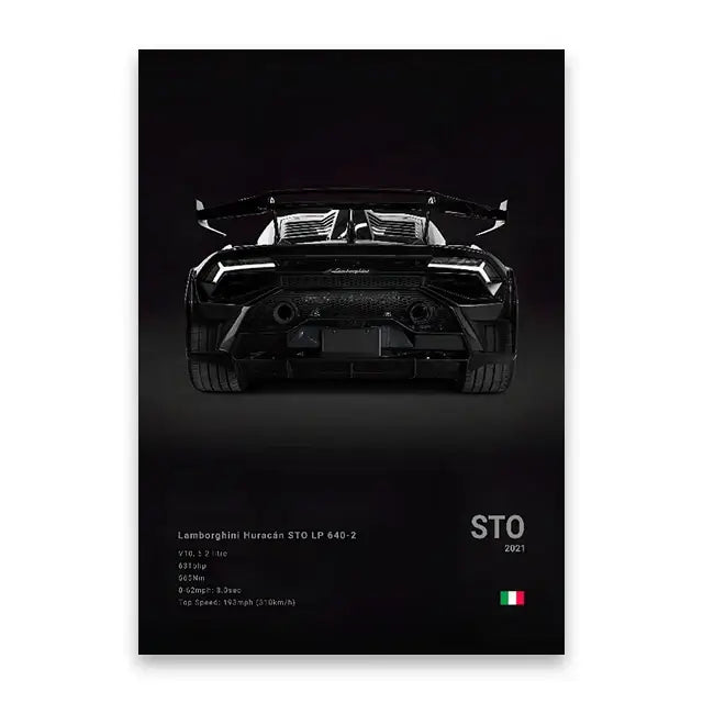 Modern white sports car canvas wall art living room decor