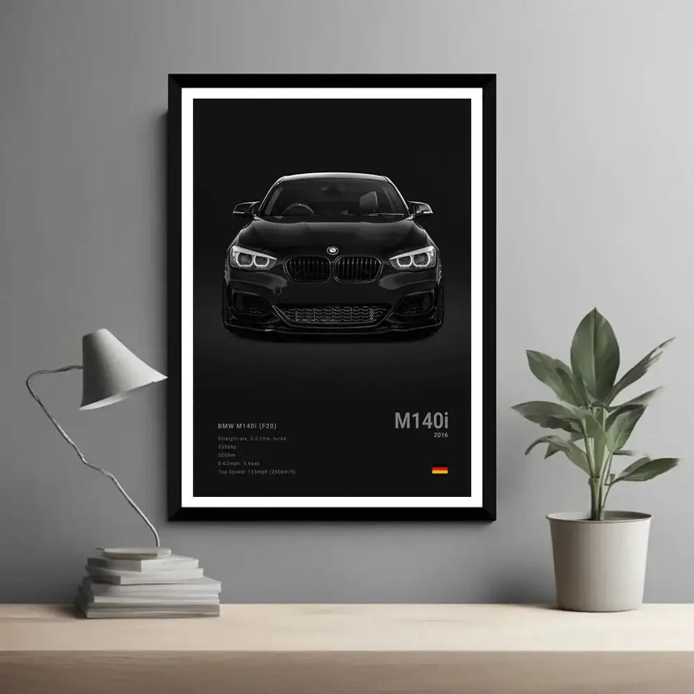 Modern white sports car canvas wall art living room decor