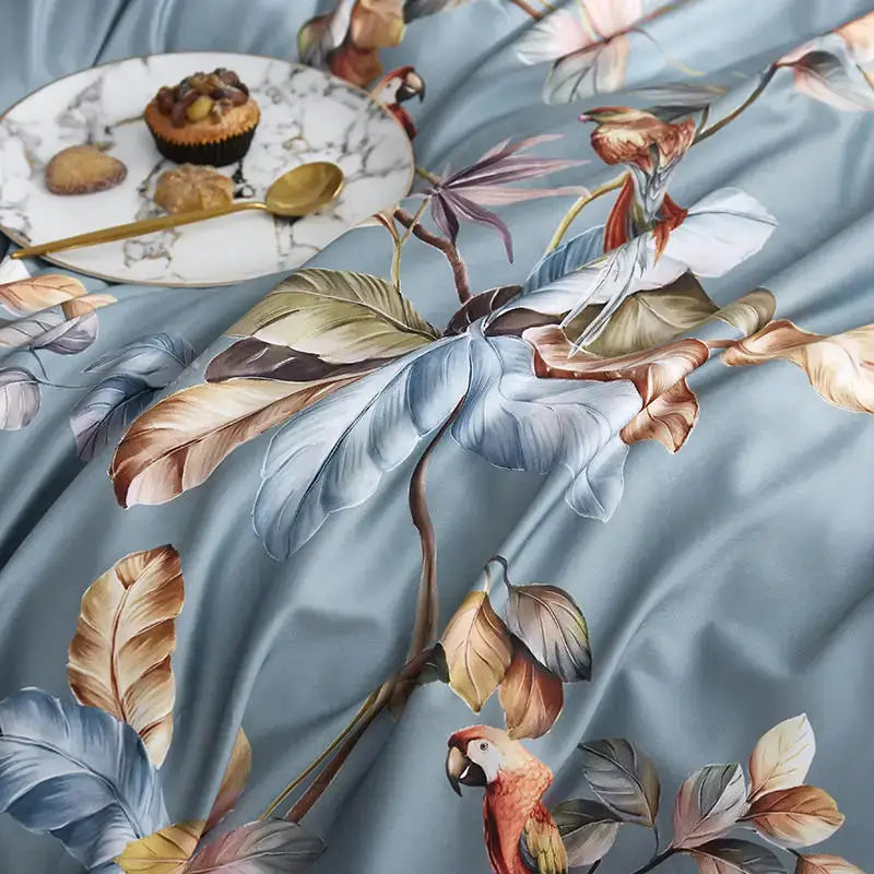 Luxury teal & pink egyptian cotton duvet cover bedroom bedding set