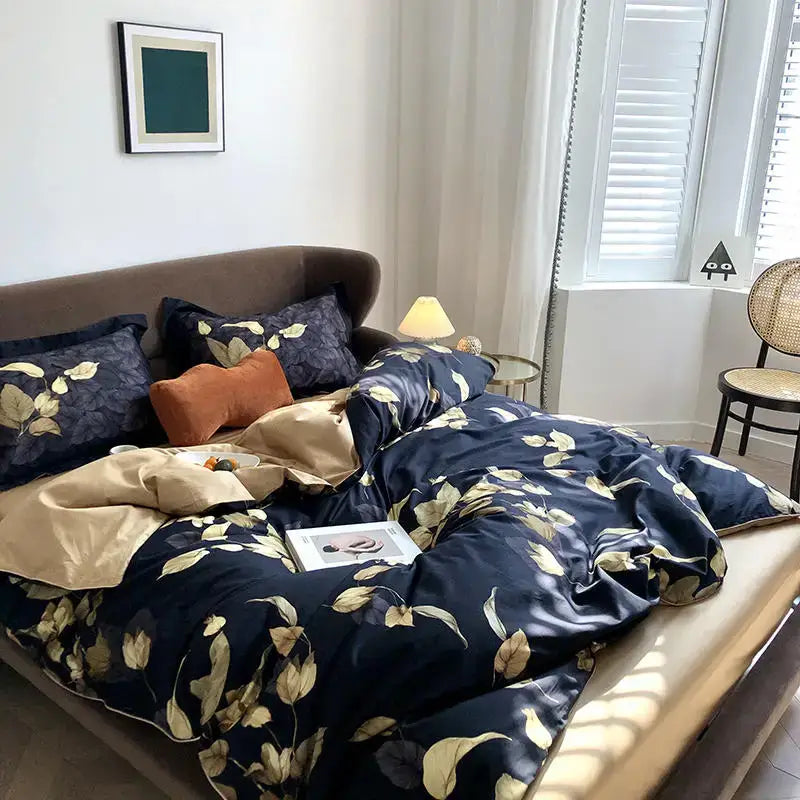 Botanical lavender & white egyptian cotton duvet cover bedroom set