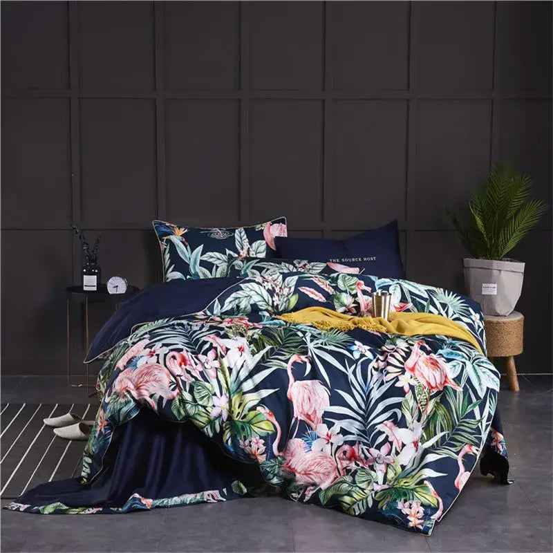 Mauve floral egyptian cotton duvet cover bedroom bedding set