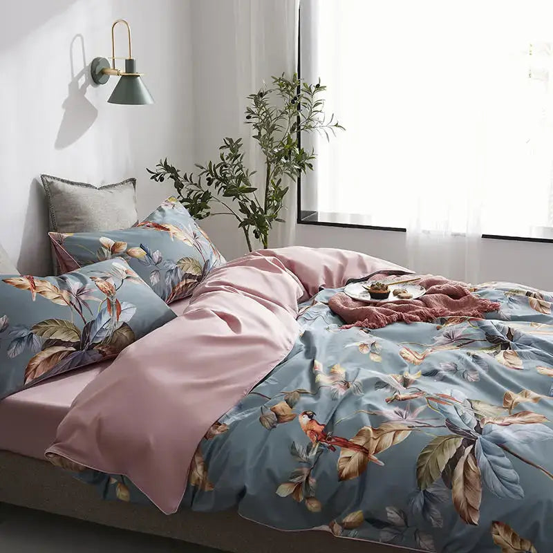 Luxury teal & brown egyptian cotton duvet cover bedroom bedding set