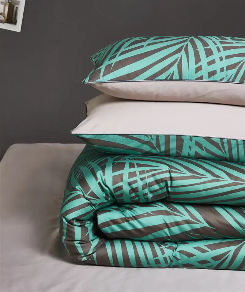 Luxury teal & brown egyptian cotton duvet cover bedroom bedding set
