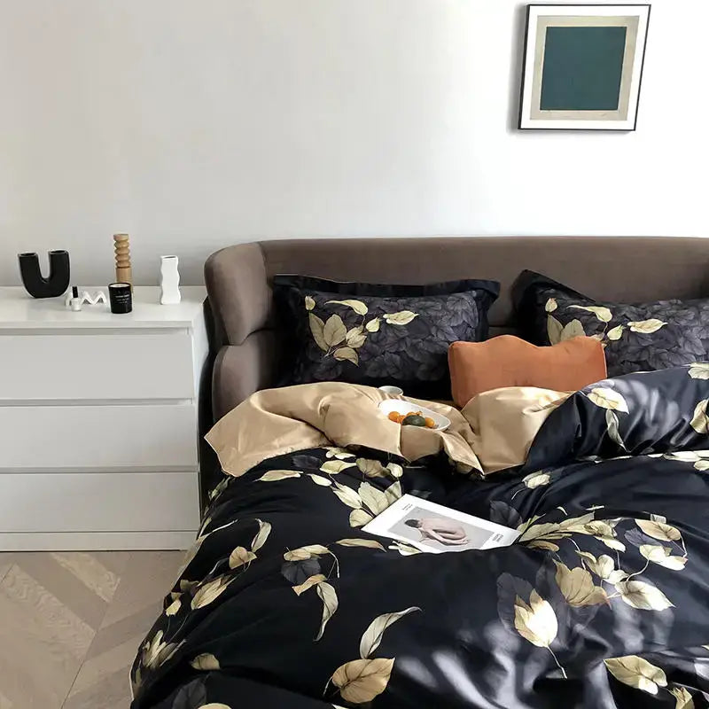 Luxury teal & brown egyptian cotton duvet cover bedroom bedding set