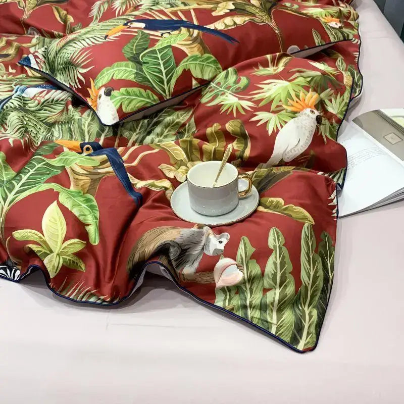 Mauve floral egyptian cotton duvet cover bedroom bedding set