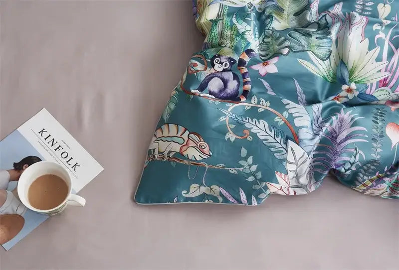 Pastel blue & pink floral duvet cover set bedroom egyptian cotton