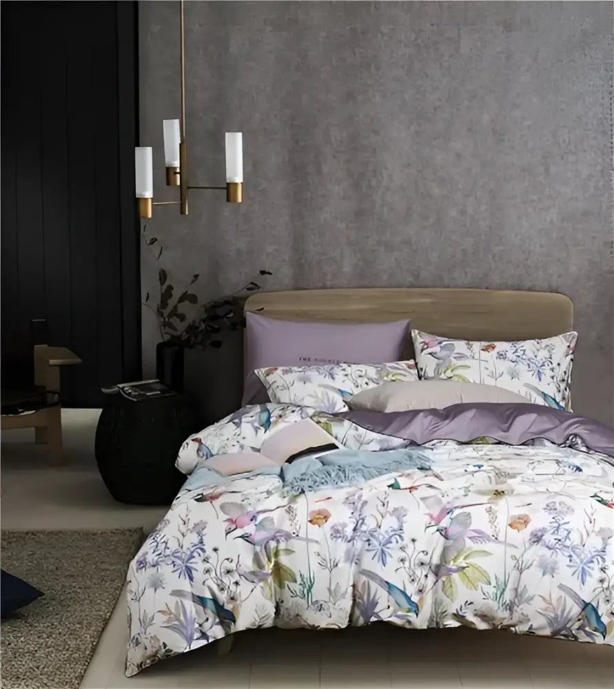 Luxury pastel green & white floral duvet cover bedroom set