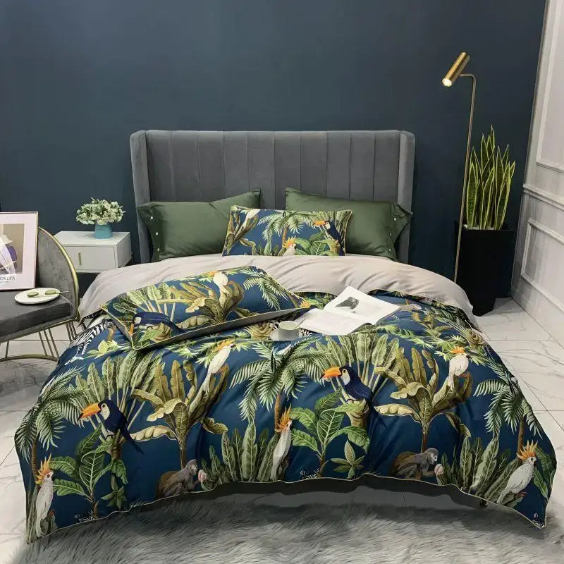 Navy blue egyptian cotton feather duvet cover bedroom bedding set