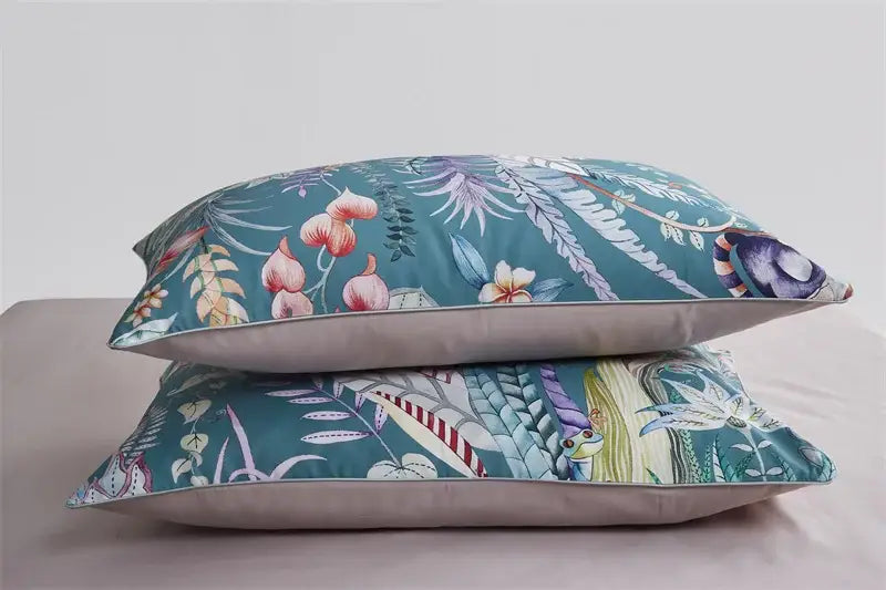 Luxury pastel green & white floral duvet cover bedroom set