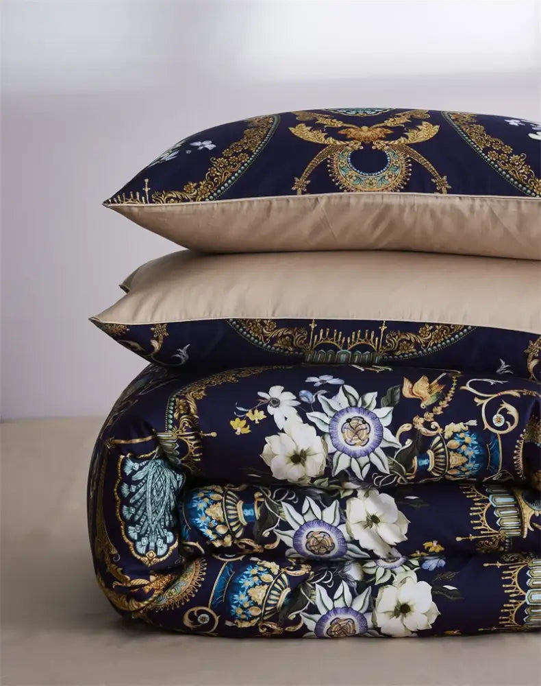Luxury pastel green & white floral duvet cover bedroom set