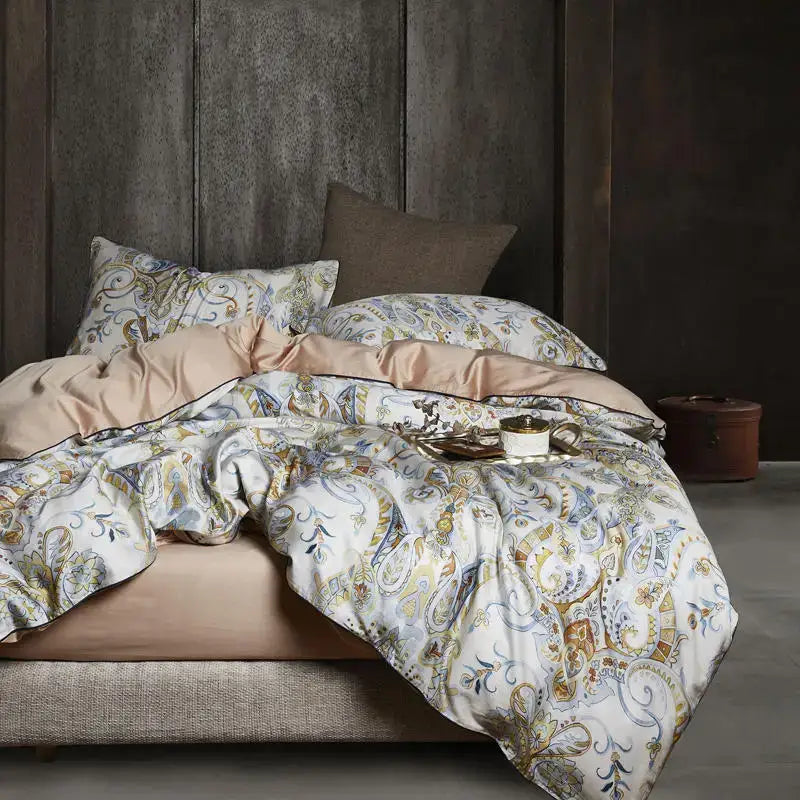 Botanical egyptian cotton duvet cover and pillowcases bedroom set