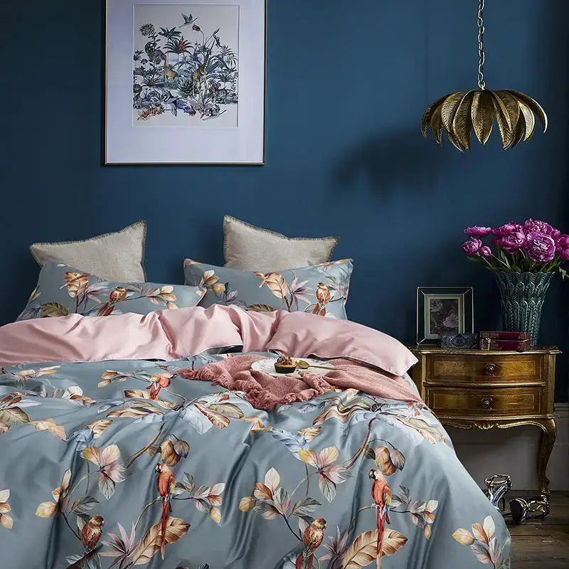 Luxury black & gold leaf duvet cover set – bedroom king size bedding