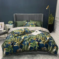 Luxury blue tropical flamingo duvet cover bedroom set with pillowcases