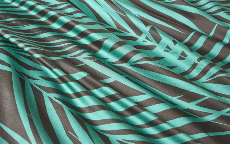Luxury teal & pink flamingo leaf duvet cover – bedroom bedding set